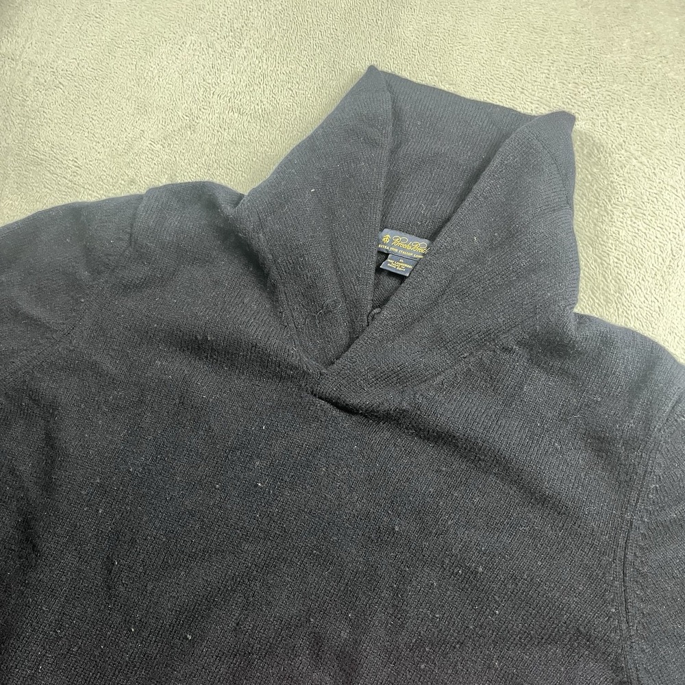 Brooks Brothers Sz XL 100% Extra Fine Italian Lambswool Shawl Neck Sweater *READ